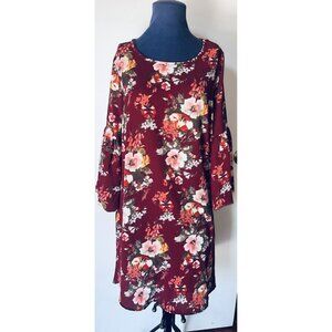 MTS Women’s Dark Red Floral Dress Sz L